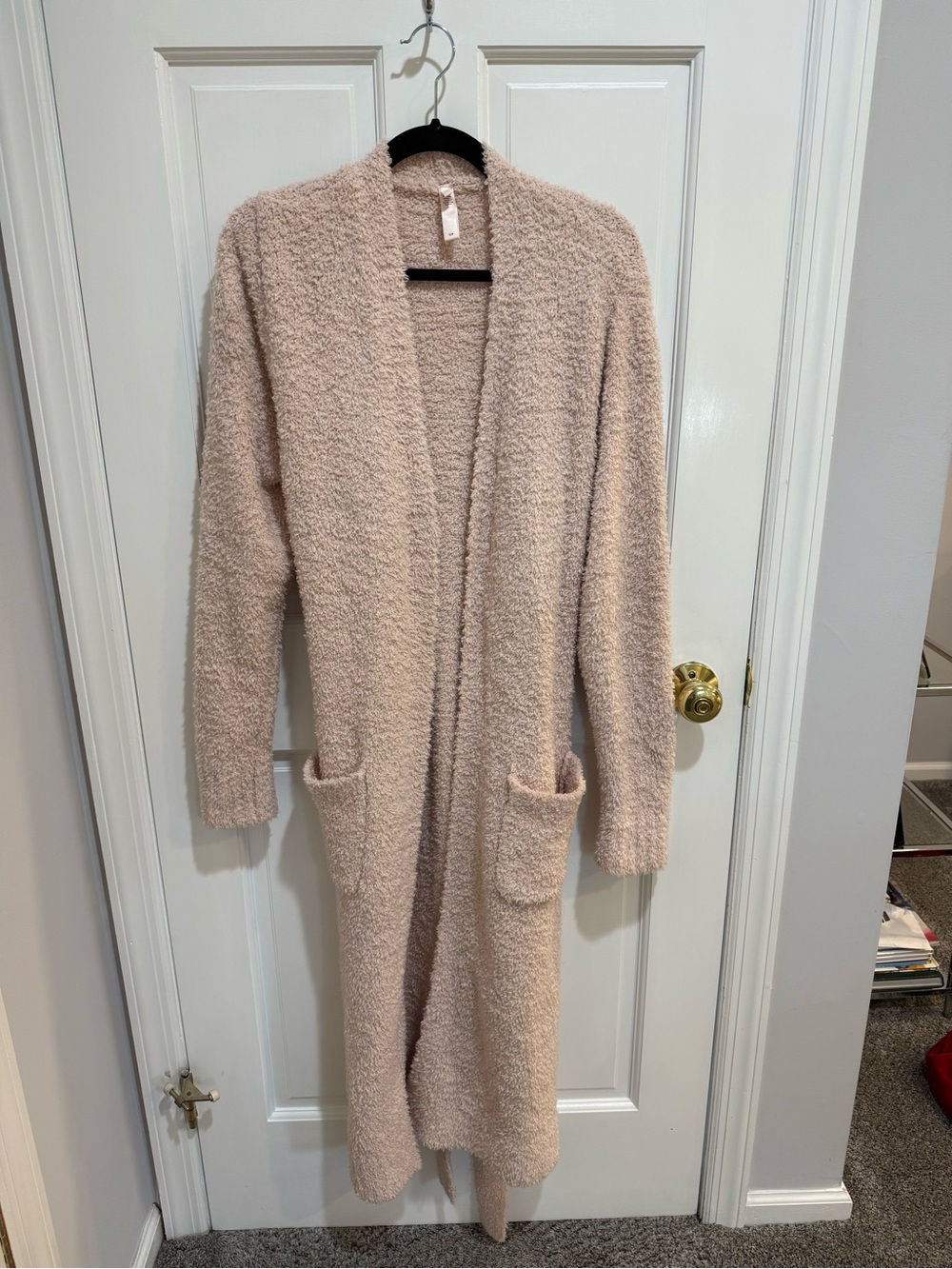 Cozy Open-Front Longline Sweater Robe - Blush